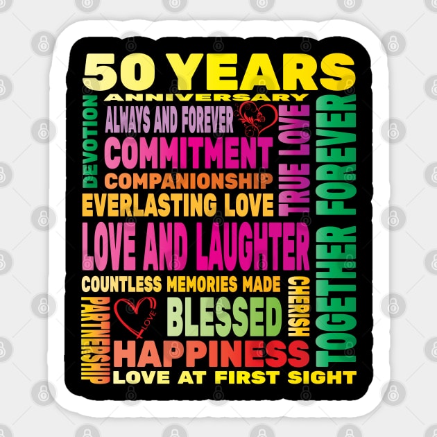 50 Years Anniversary of Love Happy Marriage Couple Lovers Sticker by Envision Styles